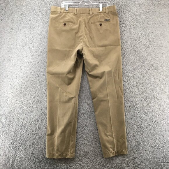 Eddie Bauer Chino Pants Mens 36 Beige Cotton Mid Rise Flat Front Zip Fly Casual - Picture 4 of 12